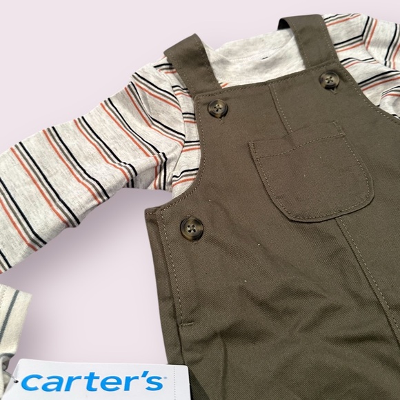 Carter's Baby NWT Overall Outfit Set Stripes Size 3 Mon and 6 Mon - Picture 6 of 10